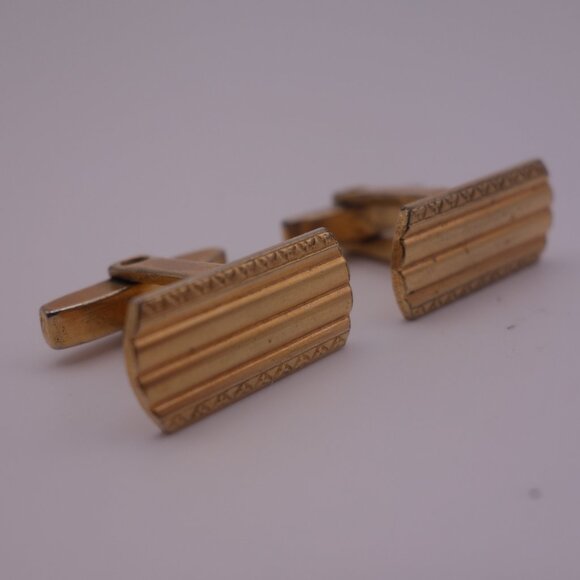 Woolno Gold Color Rectangle Cuff Links - Picture 1 of 12